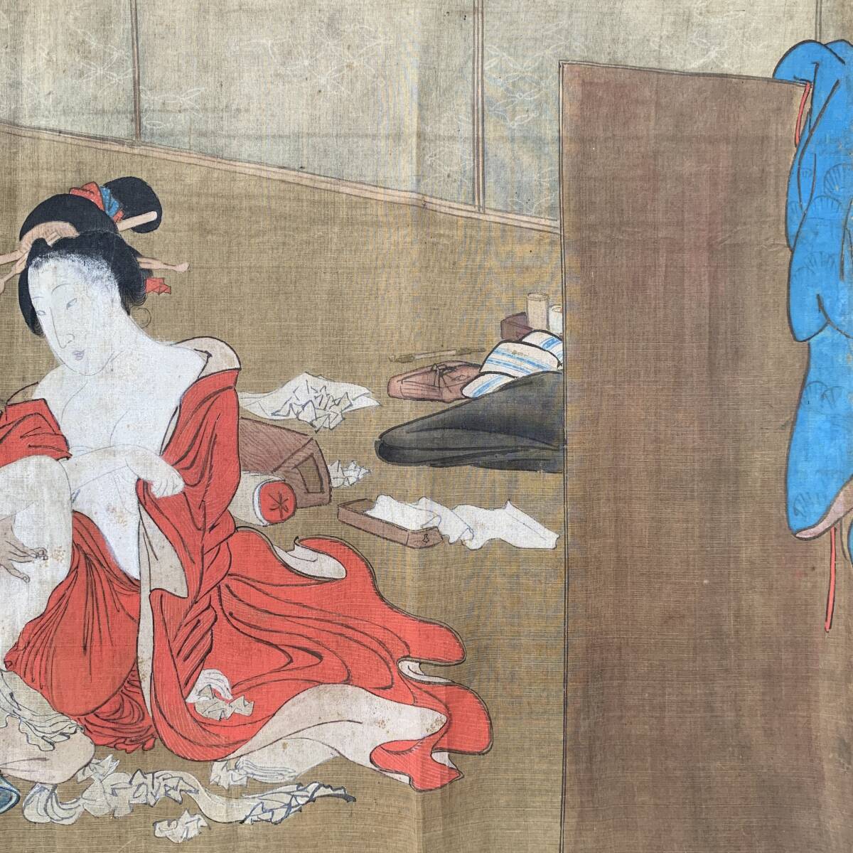 春画】絹本 肉筆 在銘 時代 まくり 初出し 蔵出し syunga 7 春画】絹本 肉筆 在銘 時代 まくり 初出し 蔵出し syunga 7