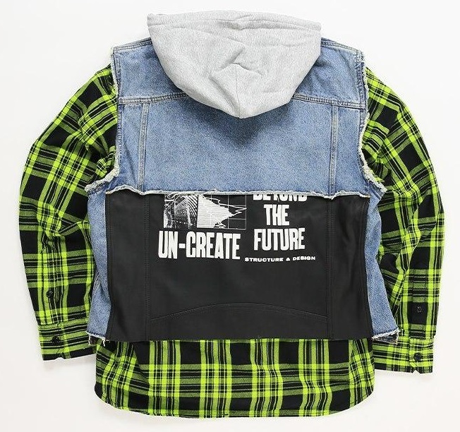 DIESEL チェック柄切替 レイヤード風 羊革切替 デニムジャケット 新品 即決 7.2万 正規品 ディーゼル デニムジャケット チェック