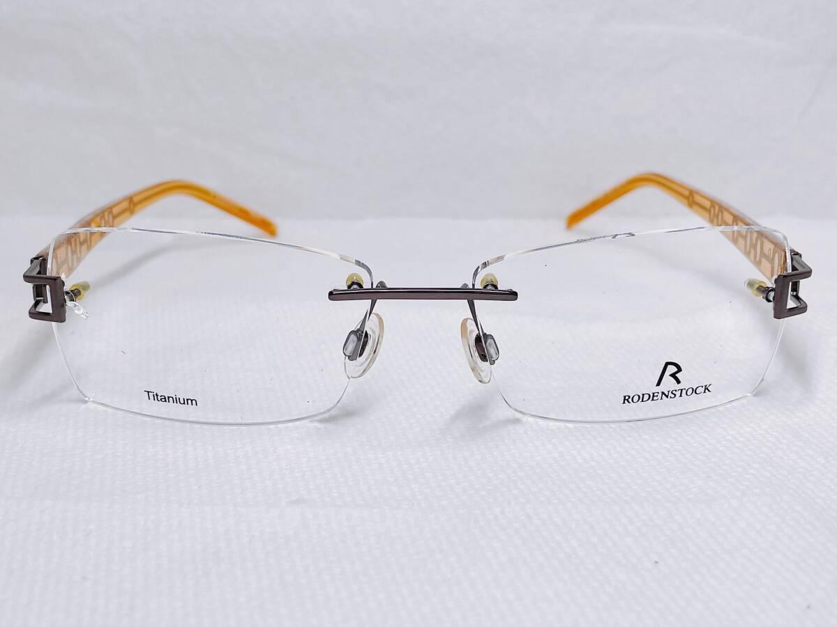 J075 新品 未使用 ブランド 日本制 チタン RODENSTOCK ローデンストック 54□16 135 16g スクエア リムレス 保管品 眼鏡 メガネフレーム