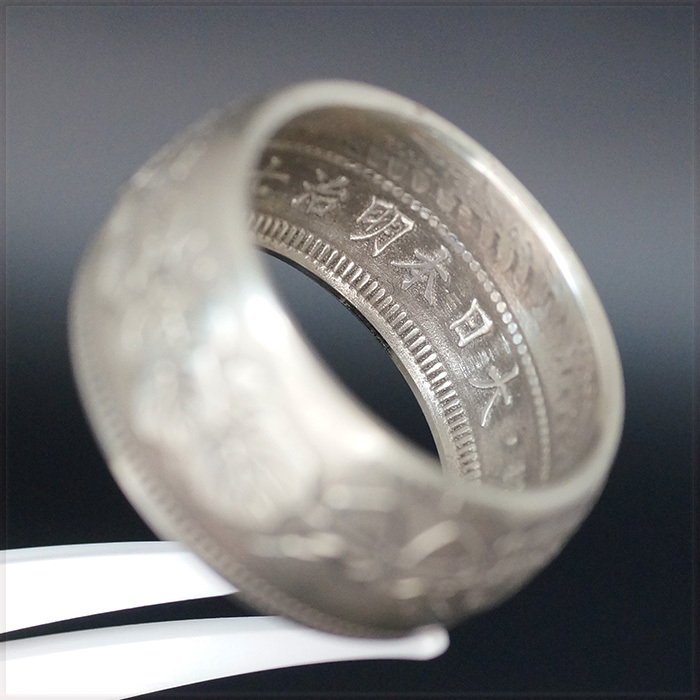 [RING] большой Япония Meiji 7 год 420 GRAINS TRADE DOLLAR 900 FINE America tray dodala- серебряная монета серебряная монета монета дизайн 13mm кольцо 31 номер 