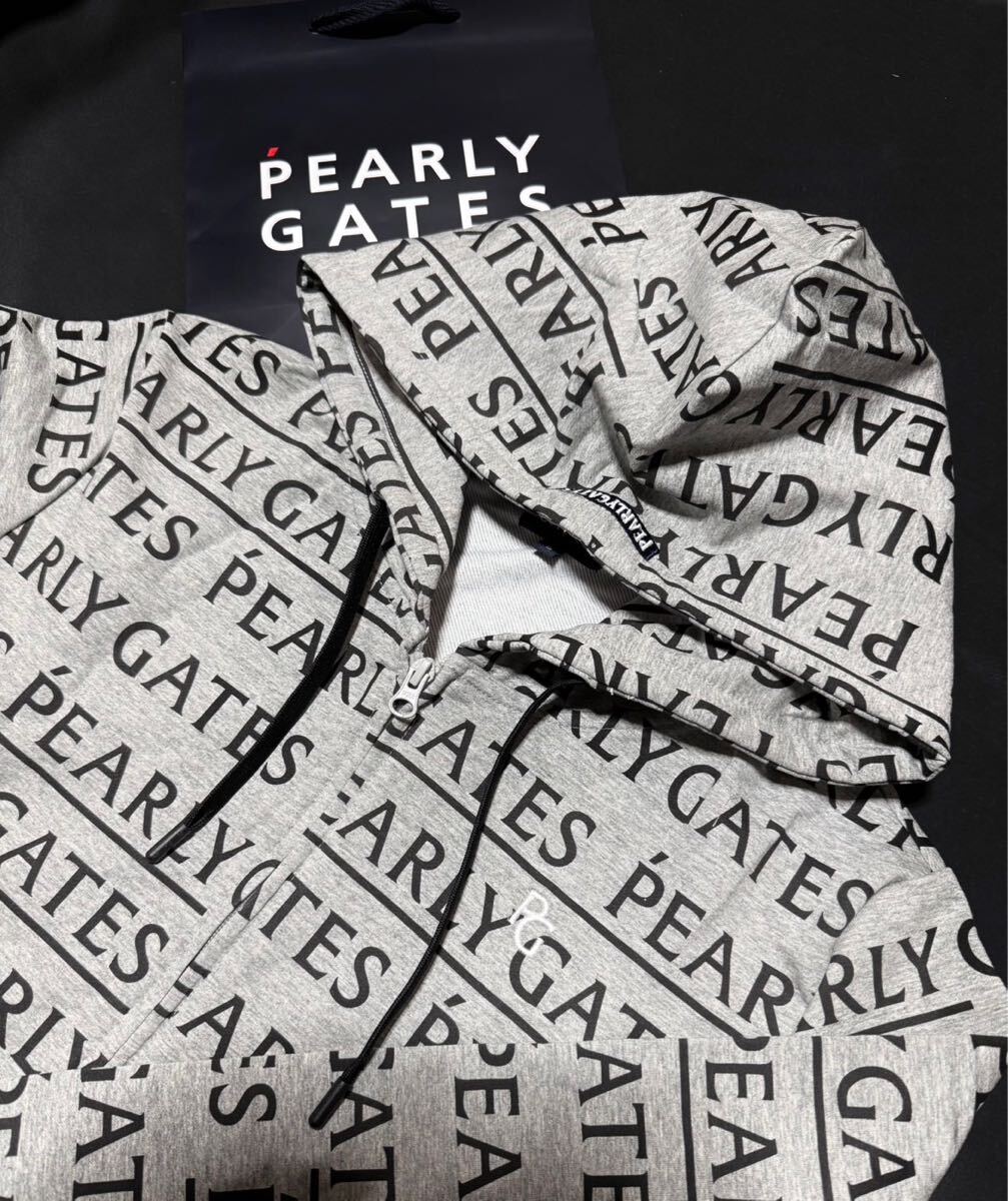 PEARLY GATES コットン裏毛 フルジップフーディジャケット ＜メゾンロゴ柄＞ パーリーゲイツ トップス スウェット・トレーナー サイズ7