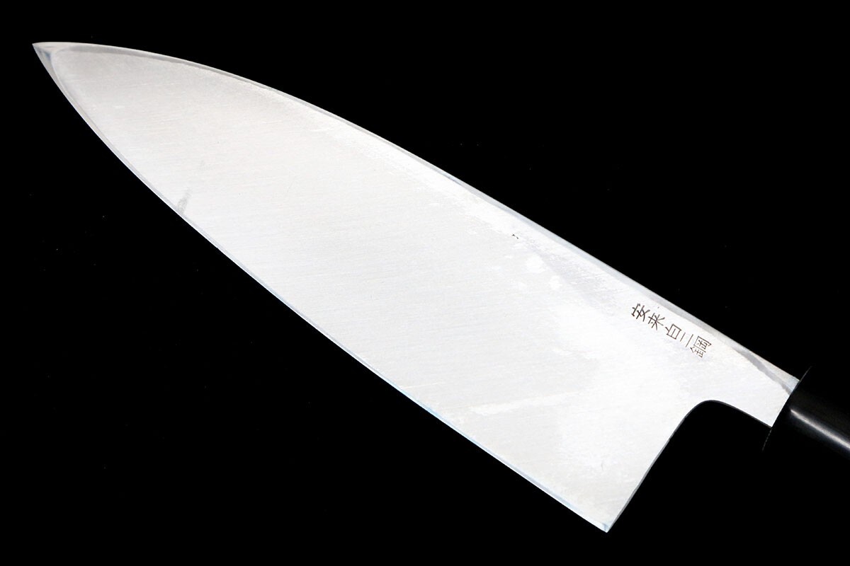 極美品｜堺一文字吉國(guó) 出刃包丁 霞 六寸 白二鋼 樸柄 箱付 KN02-B424-2L2B