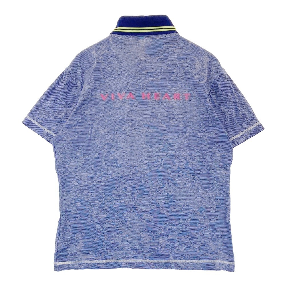 VIVA HEART ビバハート 半袖ポロシャツ ボタンダウン 総柄 ブルー系 50 [240101362911] ゴルフウェア メンズ_画像2