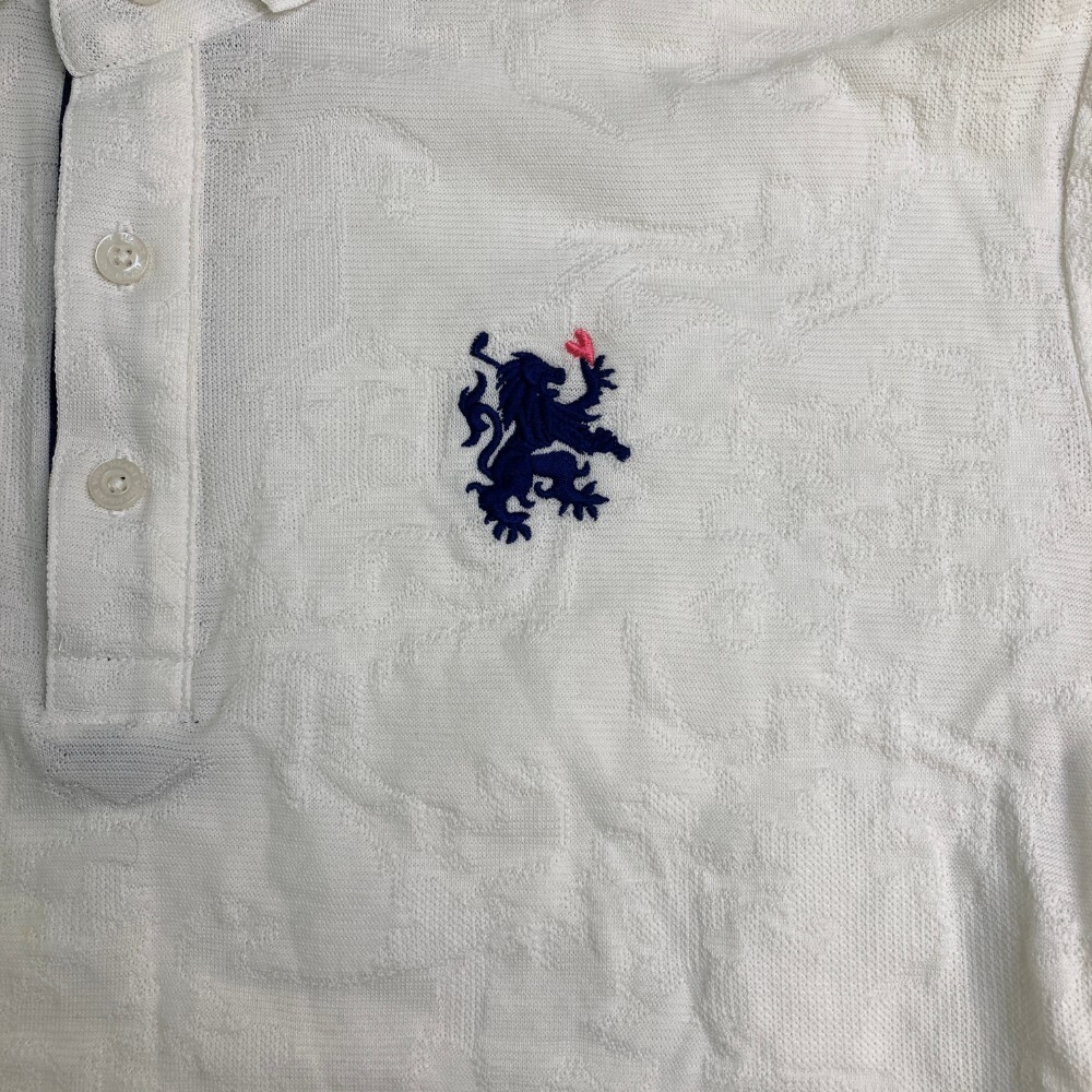 VIVA HEART ビバハート 半袖ポロシャツ ボタンダウン 総柄 ホワイト系 50 [240101362912] ゴルフウェア メンズ_画像3