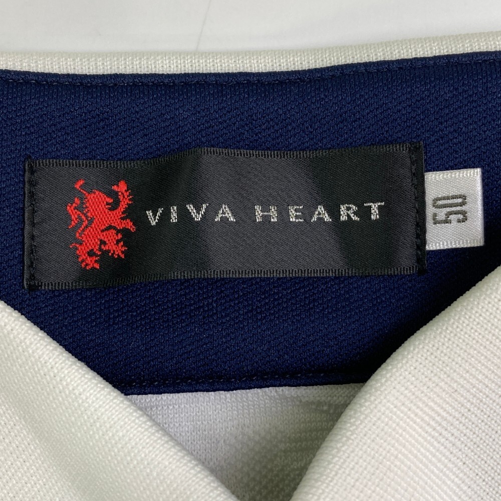 VIVA HEART ビバハート 半袖ポロシャツ ボタンダウン 総柄 ホワイト系 50 [240101362912] ゴルフウェア メンズ_画像4