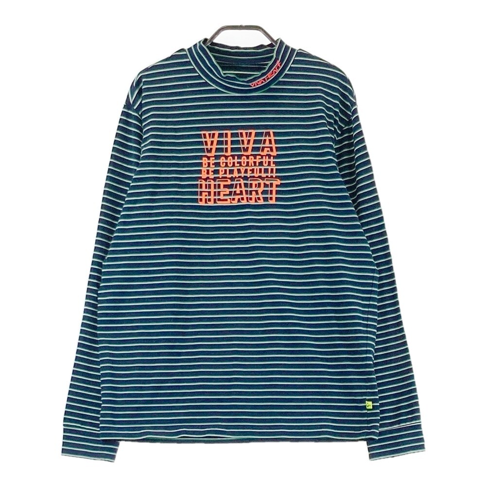 VIVA HEART ビバハート ハイネック 長袖Tシャツ ボーダー柄 ネイビー系 50 [240101328710] ゴルフウェア メンズ_画像1