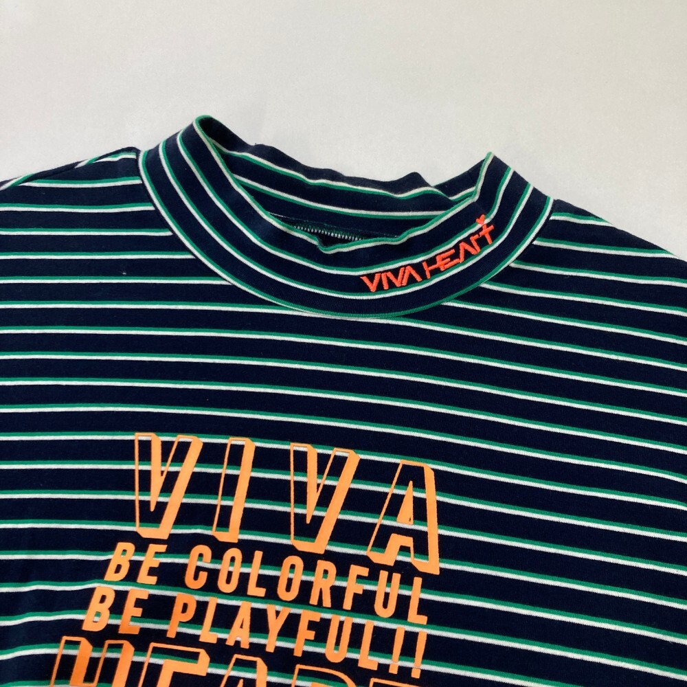 VIVA HEART ビバハート ハイネック 長袖Tシャツ ボーダー柄 ネイビー系 50 [240101328710] ゴルフウェア メンズ_画像3