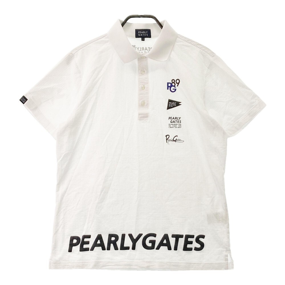 パーリーゲイツ ピケサッカーヤシの木柄ポロシャツ PEARLY GATES パーリーゲイツ 2023年モデル 半袖ポロシャツ シア