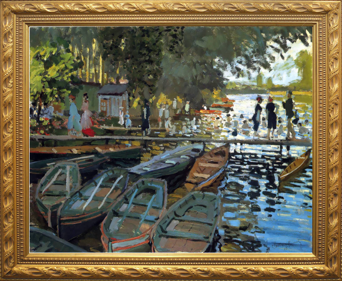 クロード・モネ『ラ・グルヌイエールの水浴』 50x40cm 複製 高品質◆ゴッホ マネ セザンヌ 印象派 マネ 絵画 美術 油彩画 ポスター