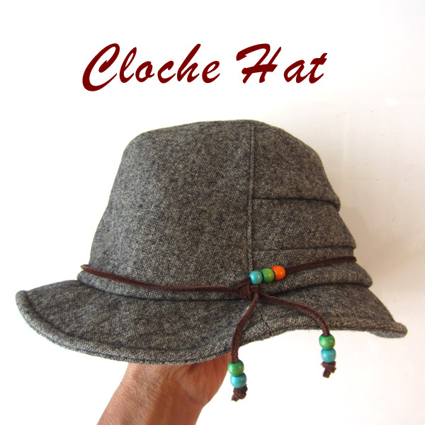 美品　Artwork Blue／アートワークブルー★　ビーズ付きクロッシェハット　グレー_画像1