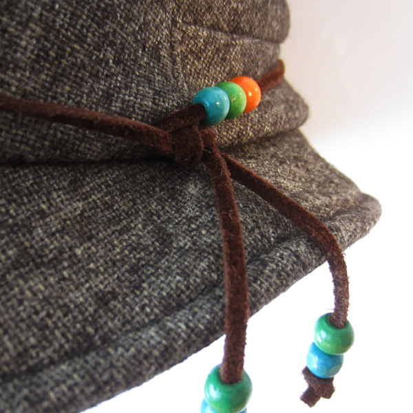 美品　Artwork Blue／アートワークブルー★　ビーズ付きクロッシェハット　グレー_画像4