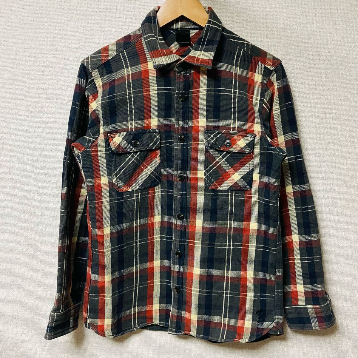 Kissmark キスマーク　 ネルシャツ　長袖　チェック柄　厚手　古着　メンズ　L_画像1