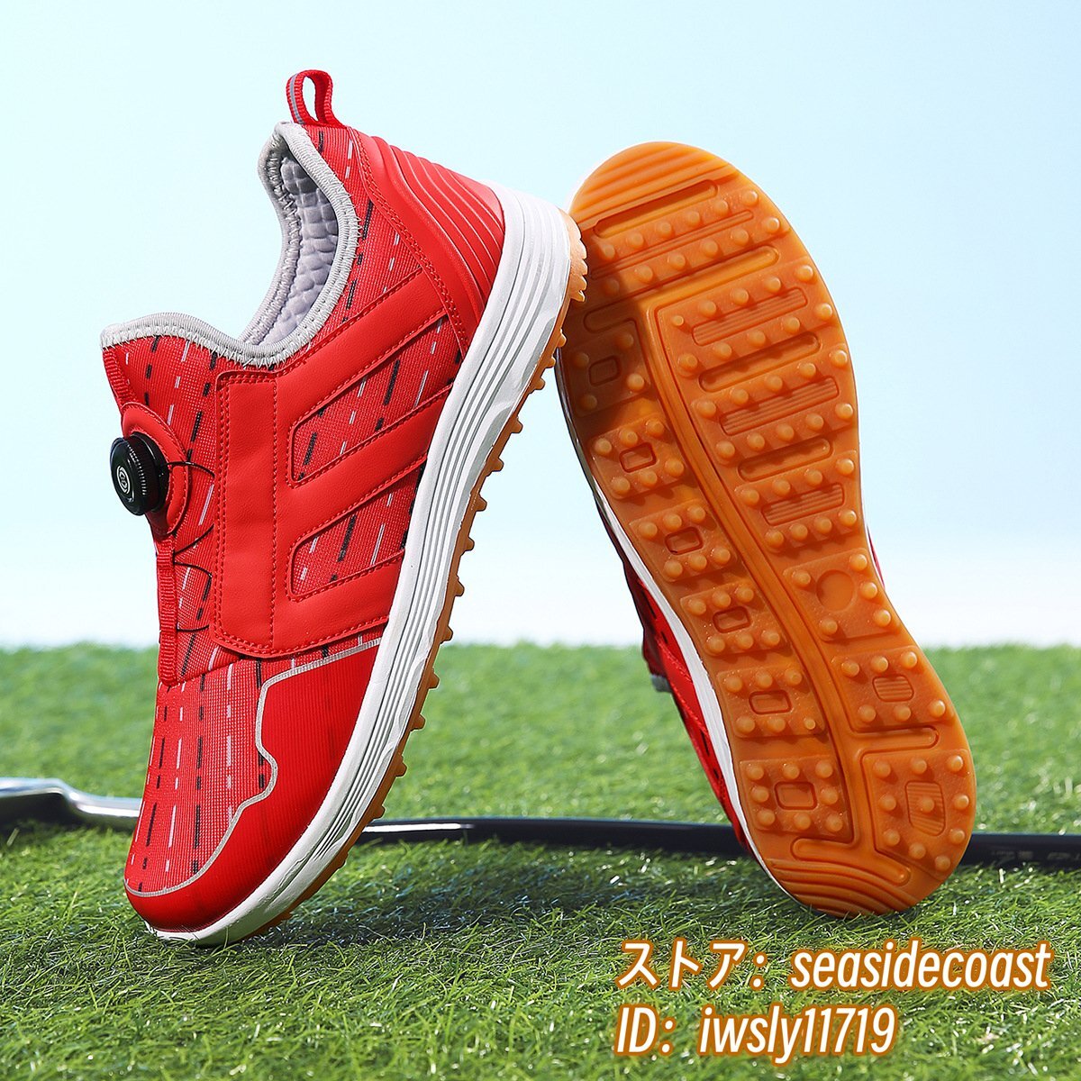 売れ筋がひ贈り物! 運動靴 ダイヤル式 レディース 新品 ゴルフシューズ 正規品 幅広 28.0cm レッド 耐磨 防滑 女性スポーツシューズ 軽量 落書き フィット感 28.0cm