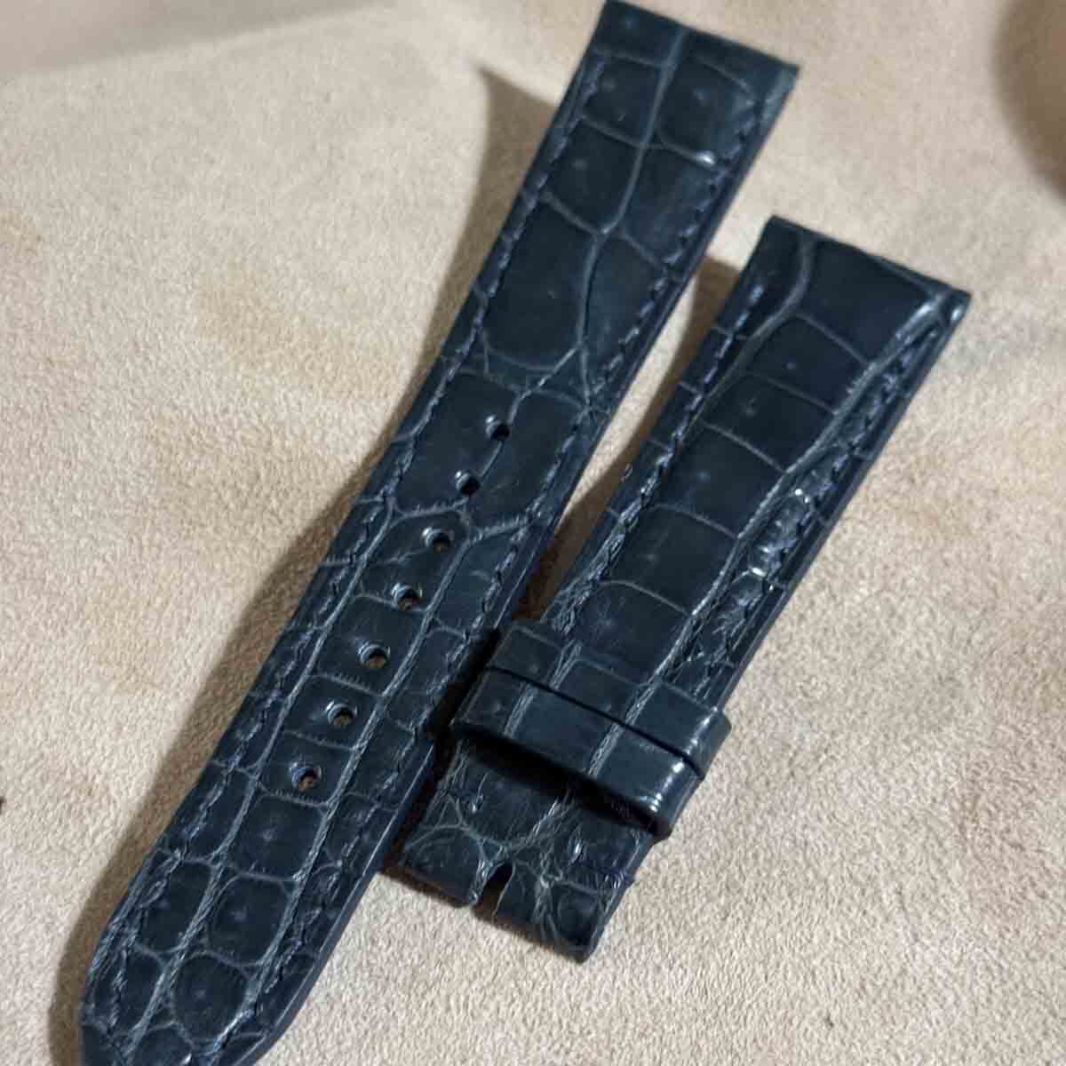 cro-1821 クロコダイル レザー 腕時計 ベルト ブルーグレー cro-1821 クロコダイル レザー 腕時計 ベルト ブルーグレー