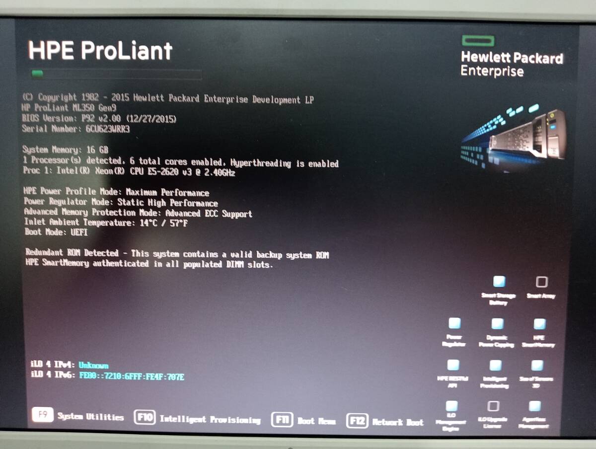 【YDT1125】直接引取り限定★HP ProLiantML350Gen9タワー型サーバ Intel Xeon E5-2620 v3 2.4GHz/16GB/300GBx4 SAS/DVD-ROM/本體のみ★中古
