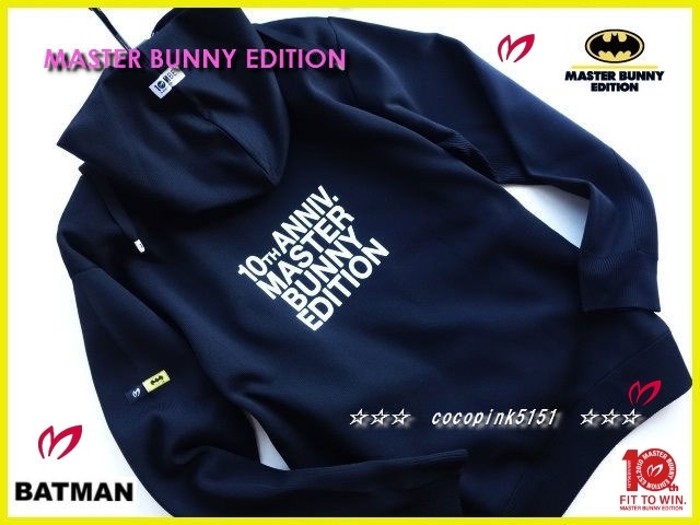 正規本物!マスターバニー★パーリーゲイツ★限定!MBE×バットマン★BATMANコラボ★プルオーバー★フーディ★パーカ★ニット6番(2L)黒