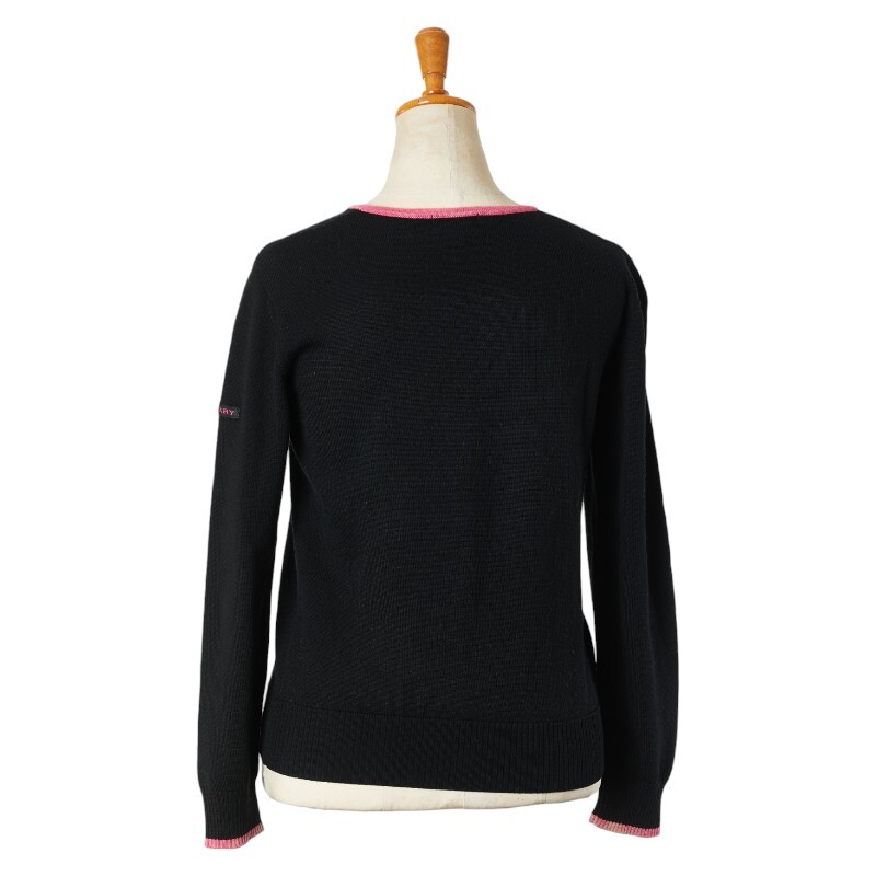 バーバリー ニット セーター サイズ：M ブラック ピンク ウール レディース BURBERRY 【中古】