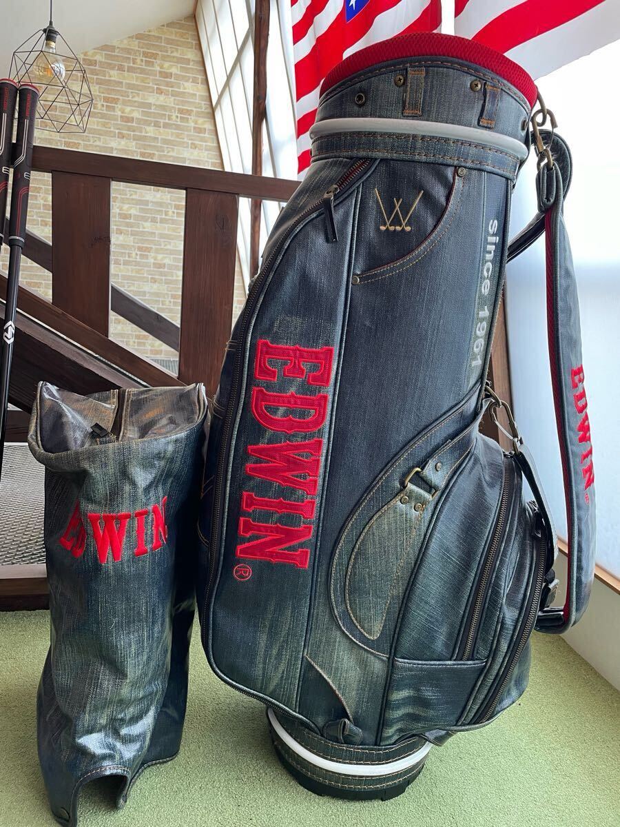 EDWINエドウィン デニム風キャディバッグ 美品!お揃いのトート EDWINエドウィン デニム風キャディバッグ 美品!お揃いのトート
