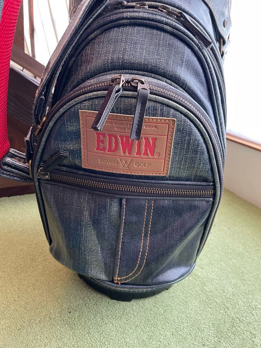 EDWINエドウィン デニム風キャディバッグ 美品!お揃いのトート EDWINエドウィン デニム風キャディバッグ 美品!お揃いのトート