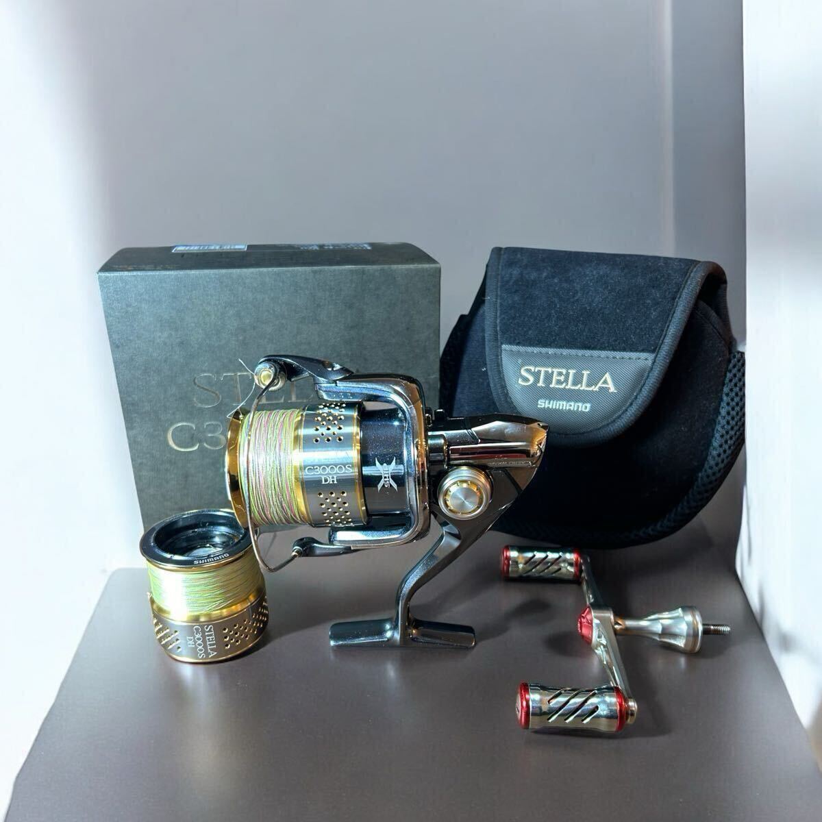 ☆未使用保管品☆ SHIMANO STELLA C3000SDH スピニング リール シマノ ステラ LIVRE リブレ WING80 ウイング80 ハンドル 美品 釣り具 1円～