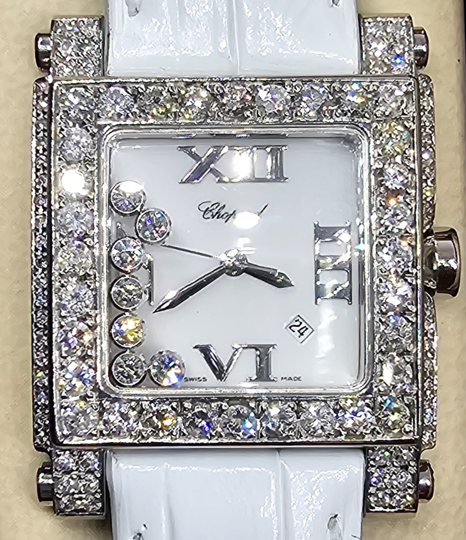 參考価格498萬円ショパールハッピースポーツアフターダイヤ Chopard happysports レディース腕時計７Pダイヤ文字盤?新品同様