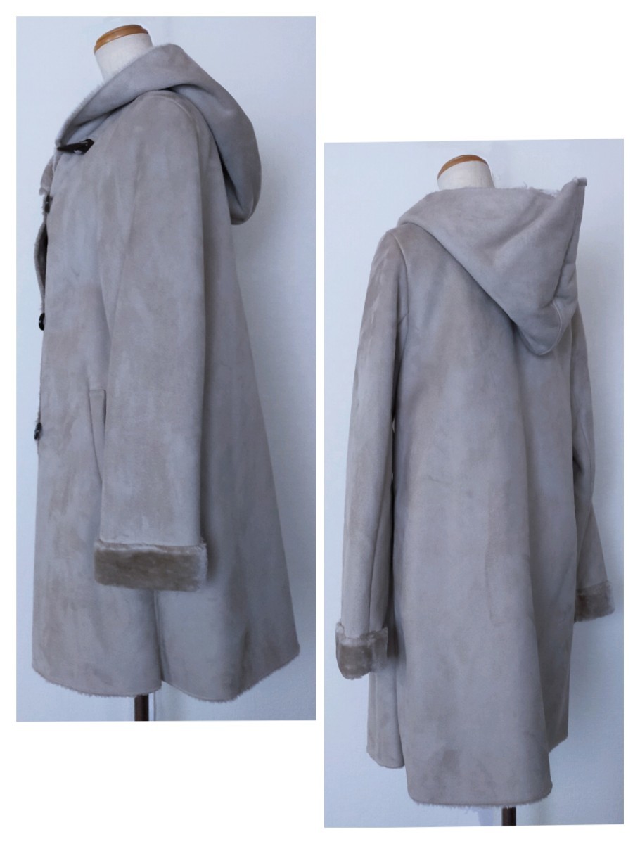 ○フェイク ムートンコート　フード付き　コート　アウター　М_画像3