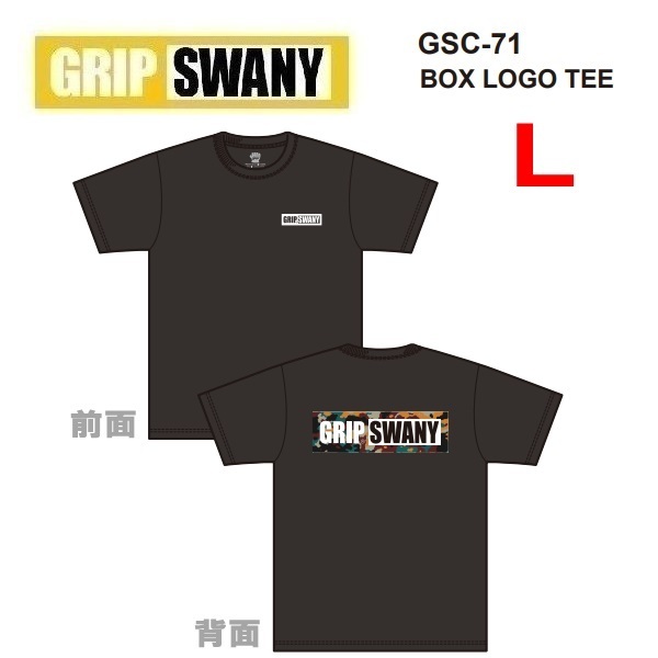 GRIP SWANY グリップスワニー ボックスロゴＴシャツ ブラック L　GSC-71　メンズ　アウトドア　キャンプ