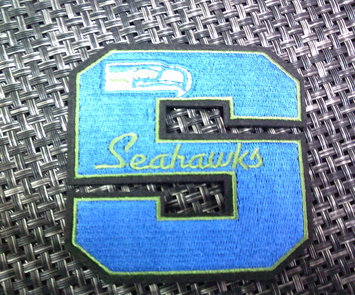 『青緑Sデカロゴ』激渋◆NFL シアトル・シーホークス Seattle Seahawks 刺繍ワッペン◎アメフト アメリカンフットボール◆■衣類・洋服DIY