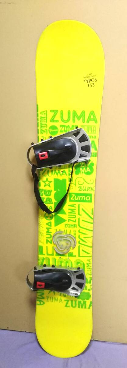 ★ZUMA ツマ/TYPOS タイポス/スノーボード板/153cm/イエロー/ビンディング付き/NAKED/ストラップなし/スノボケース付き/現(xiàn)狀渡し