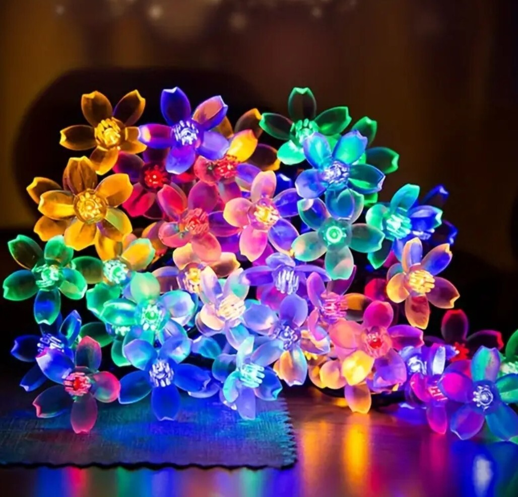 1280【新品未使用】5m20LED 桜のLEDストリングライト イルミネーション 屋內(nèi)外裝飾用ソーラー電源駆動(dòng) 花 結(jié)婚式 婚約などに最適