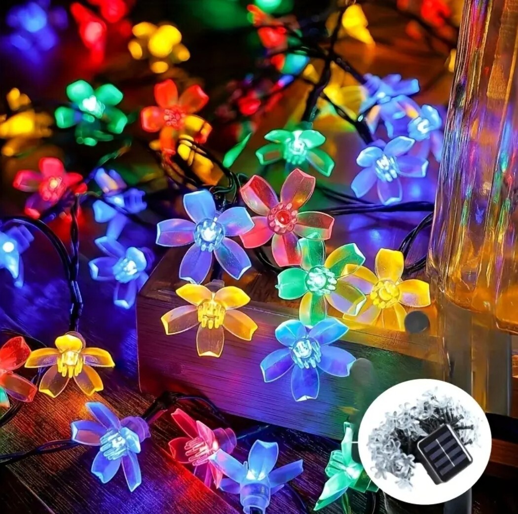 1280【新品未使用】5m20LED 桜のLEDストリングライト イルミネーション 屋內(nèi)外裝飾用ソーラー電源駆動(dòng) 花 結(jié)婚式 婚約などに最適