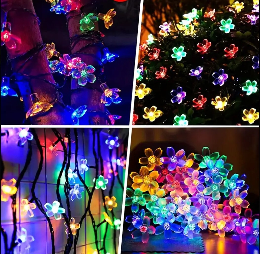 1280【新品未使用】5m20LED 桜のLEDストリングライト イルミネーション 屋內(nèi)外裝飾用ソーラー電源駆動(dòng) 花 結(jié)婚式 婚約などに最適