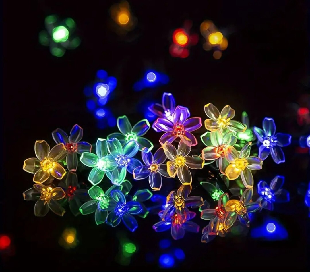 1280【新品未使用】5m20LED 桜のLEDストリングライト イルミネーション 屋內(nèi)外裝飾用ソーラー電源駆動(dòng) 花 結(jié)婚式 婚約などに最適