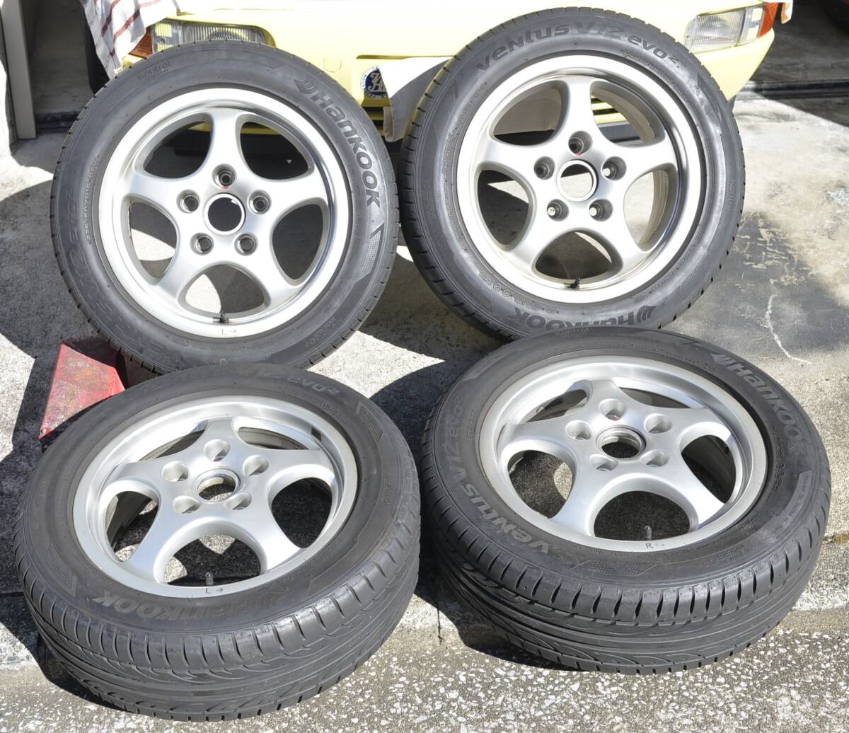 【実働品】Porsche 964 (944)用 純正16インチアルミホイール4本セット 5本スポーク 后期型カップタイプ ポルシェ用