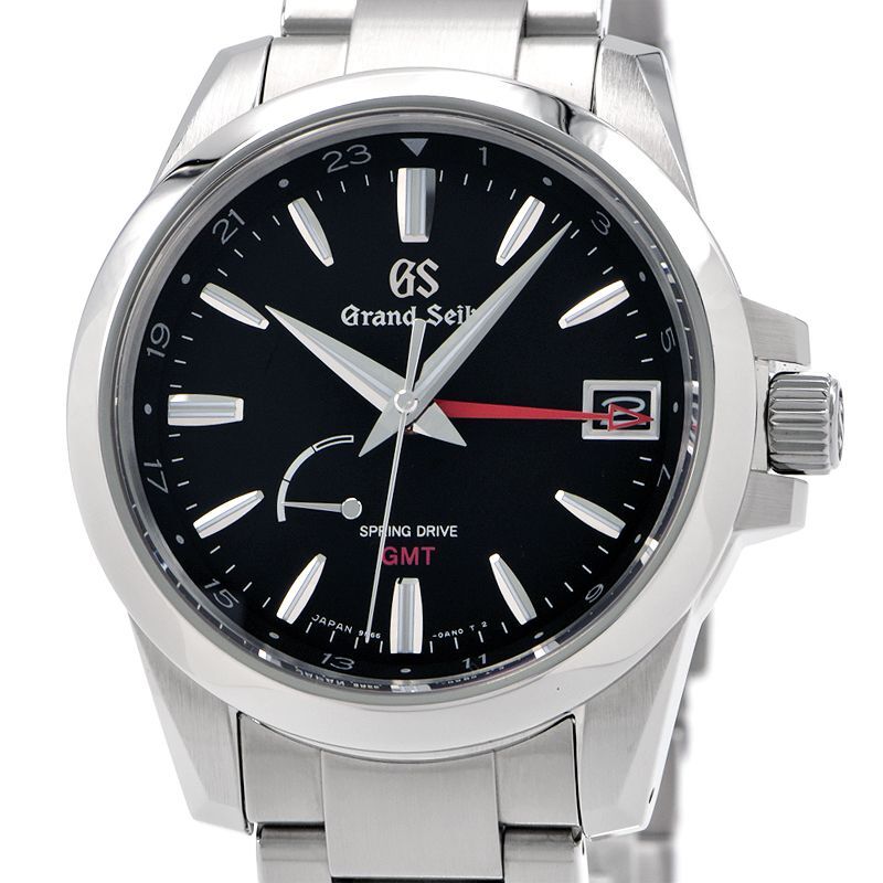 グランドセイコー メンズ SBGE213 ヘリテージコレクション 9R66-0AE0 GMT カレンダー ブラック スプリングドライブ 腕時計 中古 送料無料_画像1