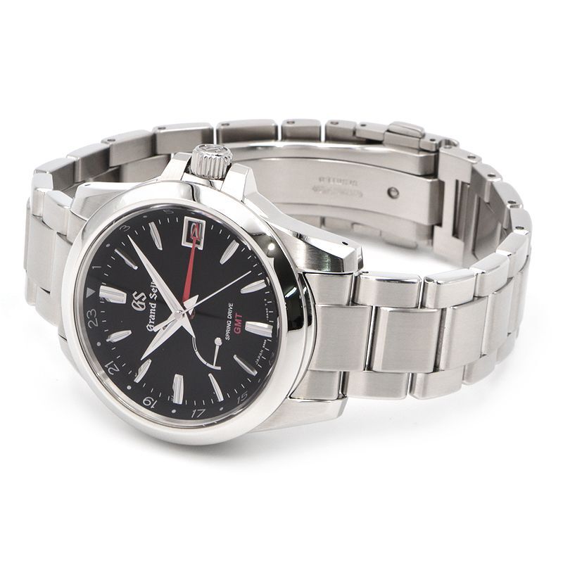 グランドセイコー メンズ SBGE213 ヘリテージコレクション 9R66-0AE0 GMT カレンダー ブラック スプリングドライブ 腕時計 中古 送料無料_画像4