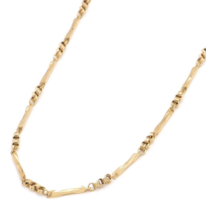 切子チェーンネックレス K18YG カットバーチェーンネックレス 切子ネックレスチェーン 40cm イエローゴールド 地金11.3g 中古 送料無料