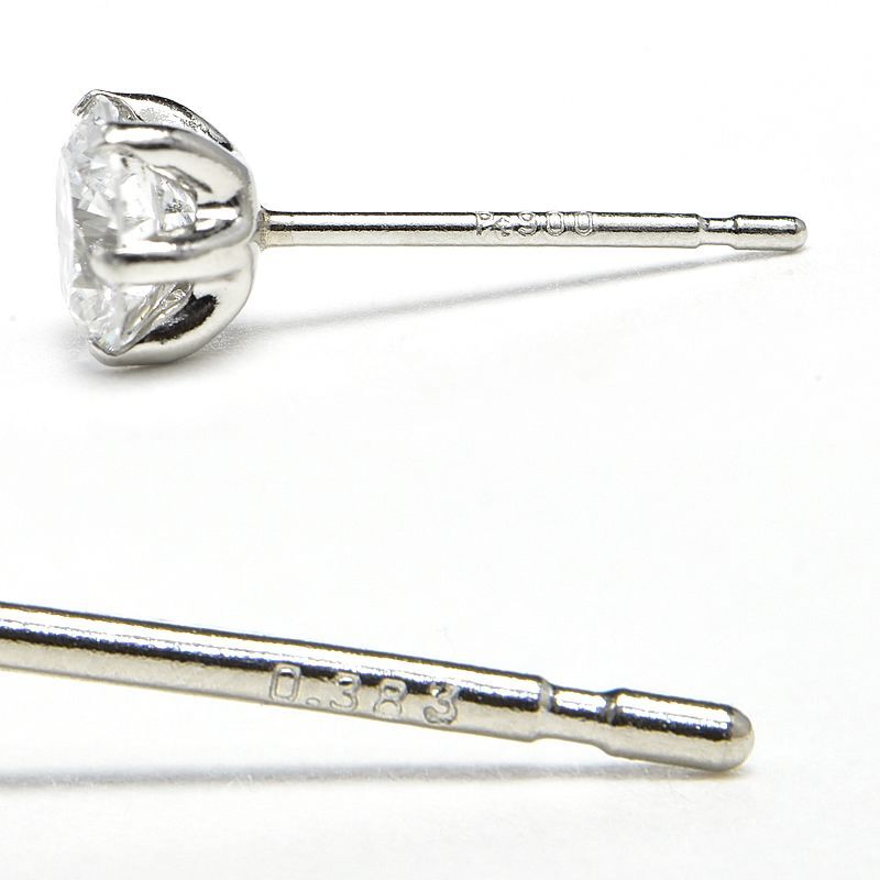 Eカラー/SI-2/VeryGood/0.383ct/0.365ct天然ダイヤモンドピアス Pt900 両耳用 キャッチ式 1粒ダイヤ 一粒ダイヤ プラチナ 中古 送料無料