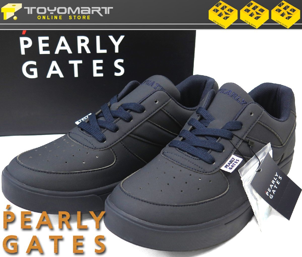G305● PEARLY GATES パーリーゲイツ ●新品　ローカット ソフトスパイク メンズゴルフシューズ　ネイビー/27.5cm　定価28600円　展示品