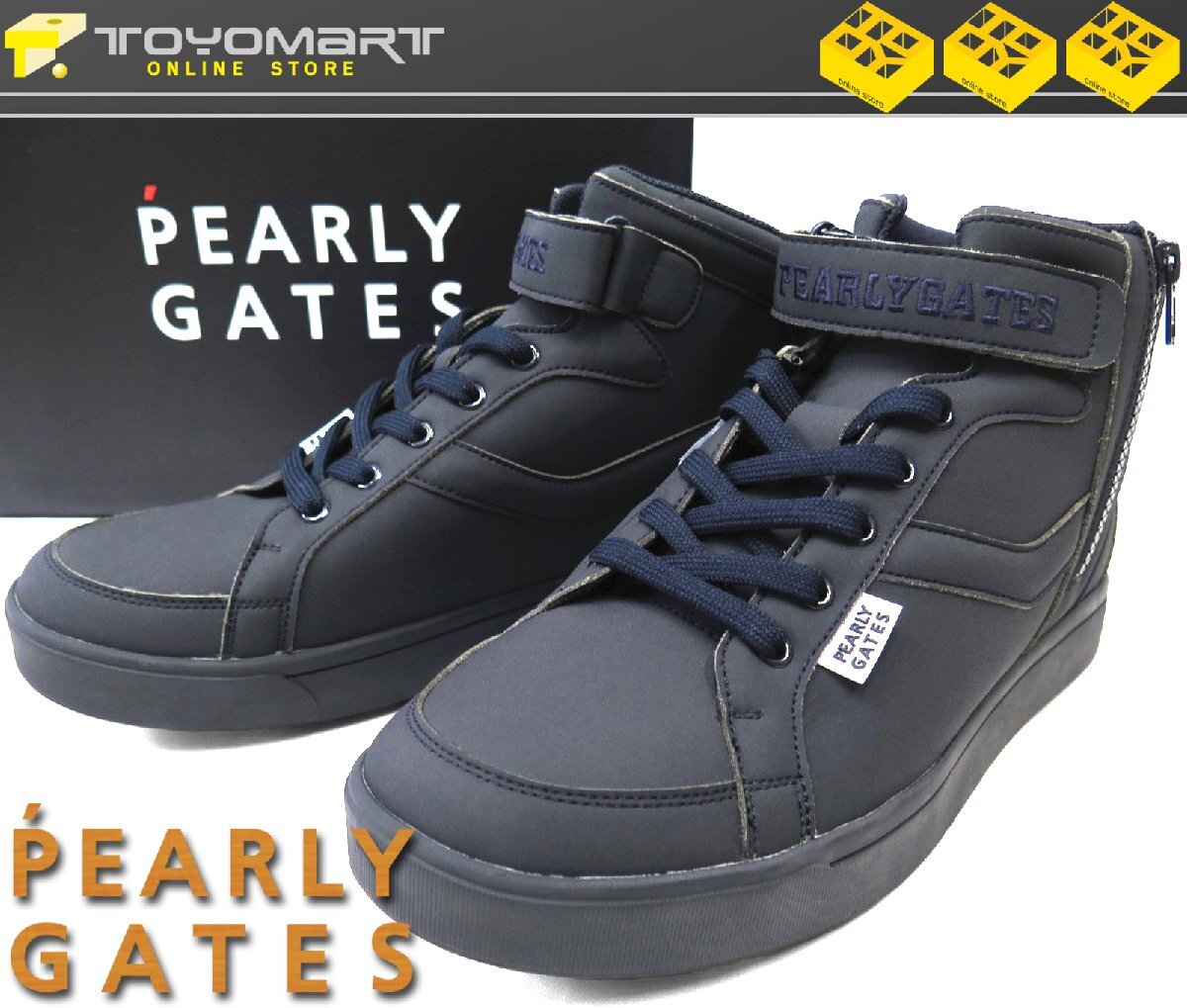 G310● PEARLY GATES パーリーゲイツ ●新品 ミドルカット ソフトスパイク メンズゴルフシューズ ネイビー/27.5cm 定価35200円 展示品