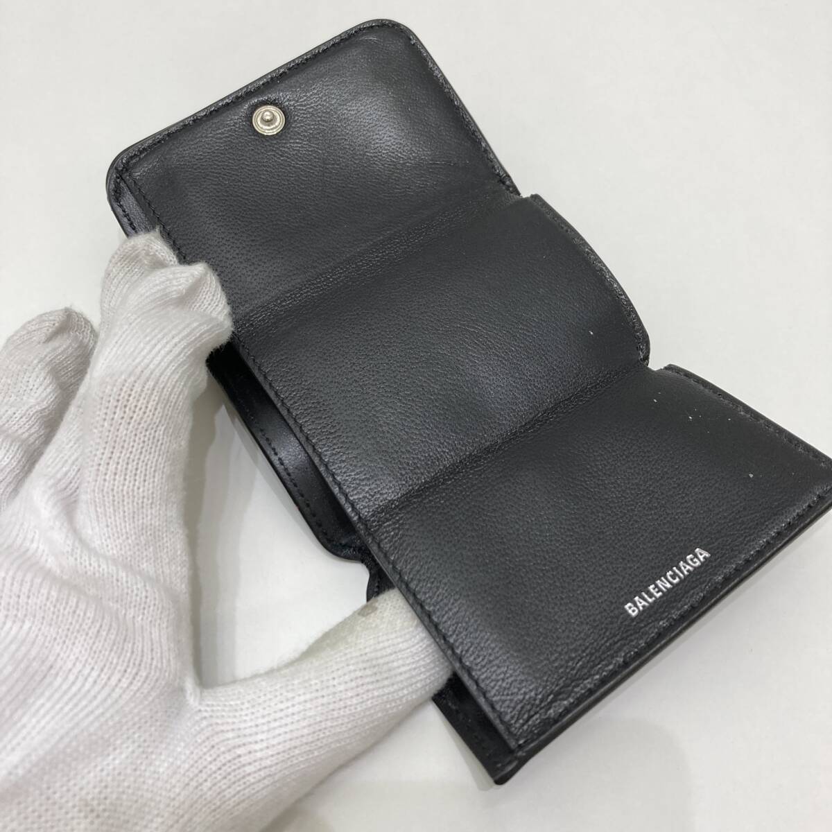 バレンシアガ グレインレザーコンパクトウォレット 中古】BALENCIAGA バレンシアガ レザー 三つ折り財布 5938131090