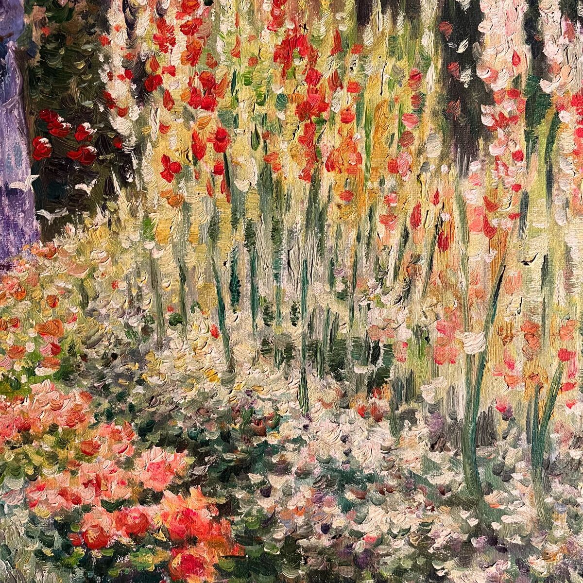 手書き油絵 クロード・モネ グラジオラス 額付き 絵画 インテリア 油彩画 手書き油絵 クロード・モネ グラジオラス 額付き 絵画
