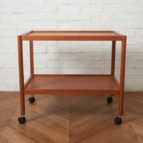 IZ85971N★チーク材 ヴィンテージ トロリー ワゴン 木制 北歐 スタイル キッチンワゴン キャスター サイドテーブル 収納 飾り棚 ビンテージ