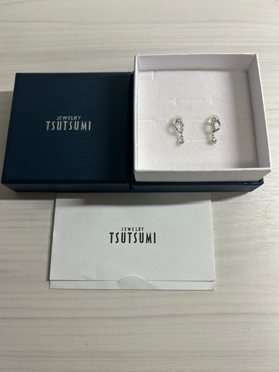 JEWELRY TSUTSUMI K10WG アクアマリン ピアス