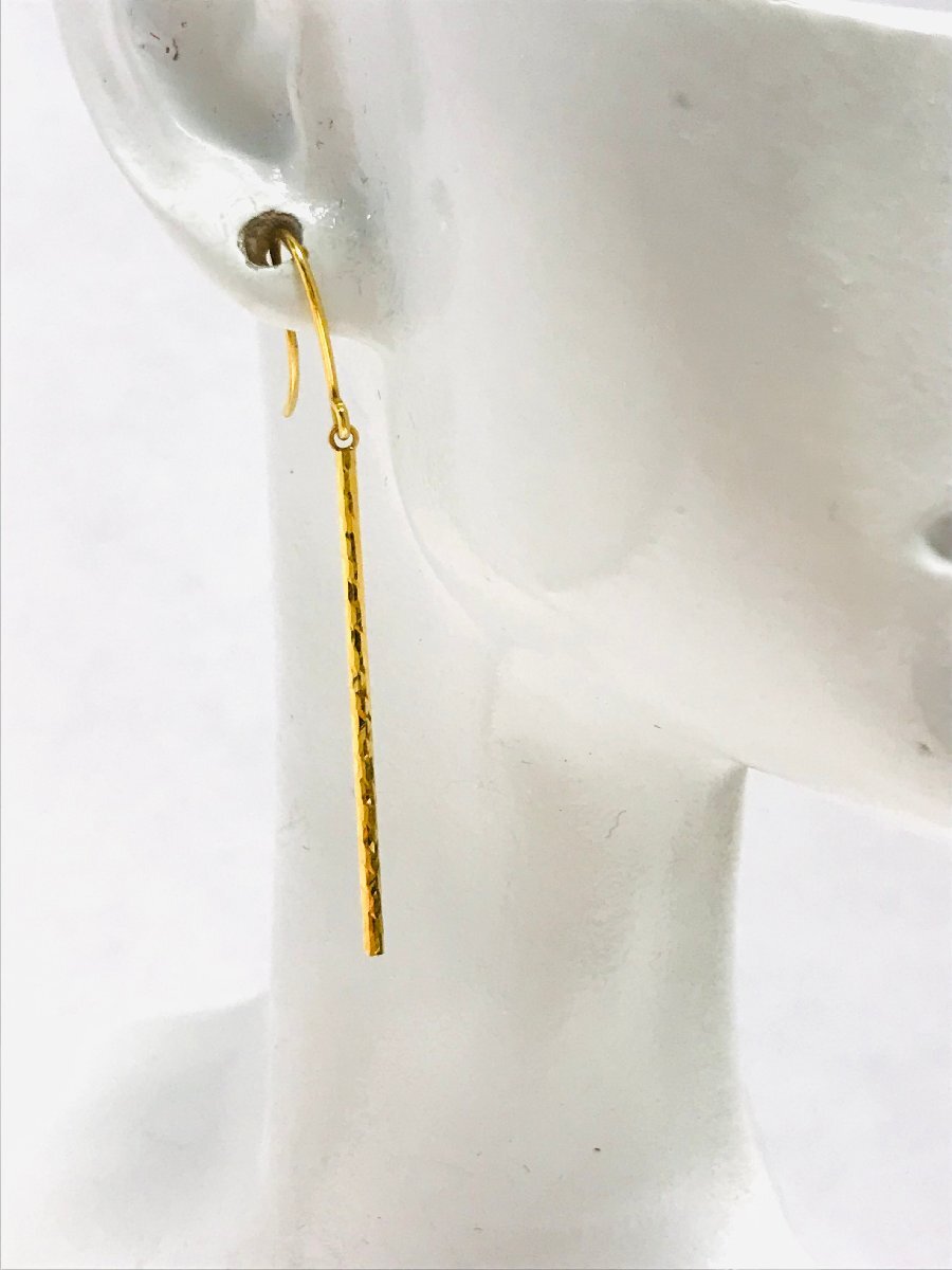 qoj.Z9R09 K18 ゴールド スティック型 フックピアス_画像1