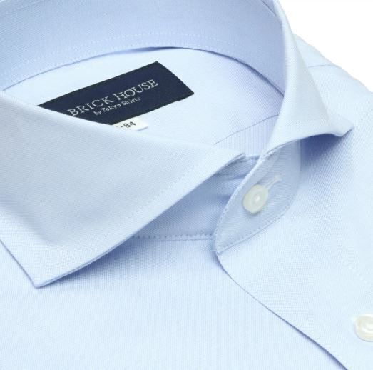 新品TOKYOSHIRTS東京シャツブリックハウス【透け防止プラス】形態(tài)安定ホリゾンタルワイド半袖ビジネスワイシャツサックスブルーLL42