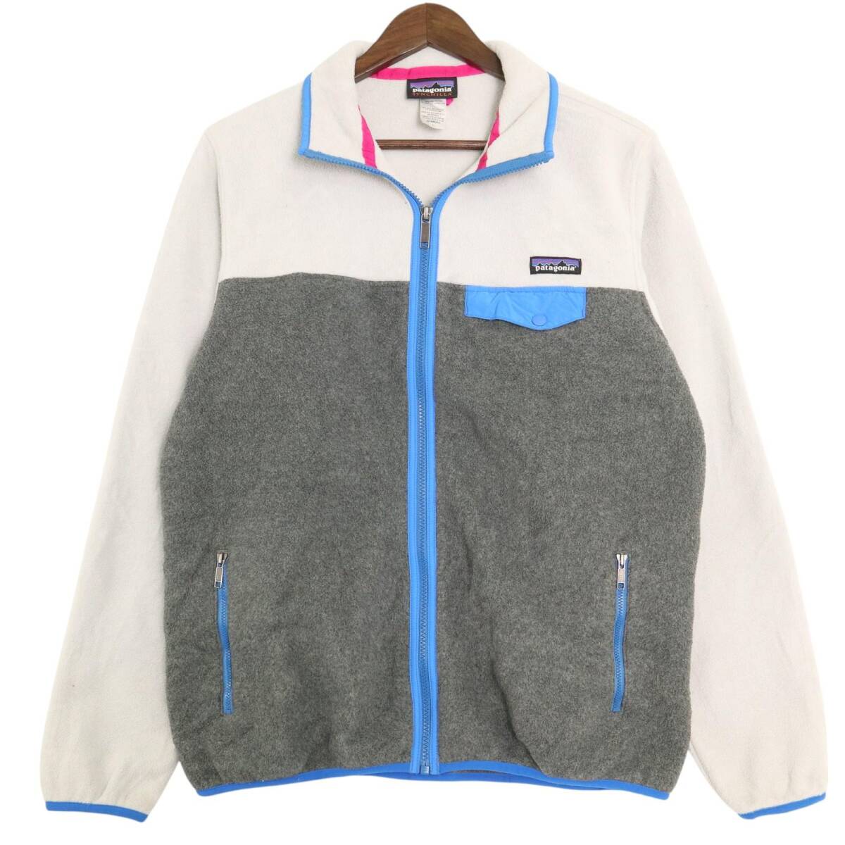 patagonia パタゴニア SYNCHILLA シンチラ フリースジャケット アウトドア バイカラー グレー (レディース L) 中古 古着 A4119