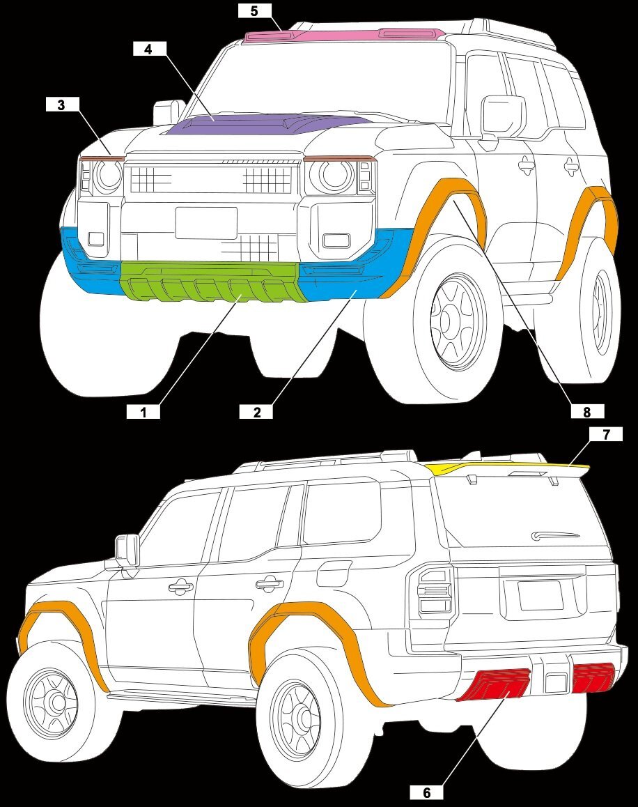 【M's】 250系 ランドクルーザー ランクル 前期 AIMGAIN MUDRON SPORT アイライン 左右 (丸目ランプ用) エイムゲイン エアロ パーツ 部品_画像10