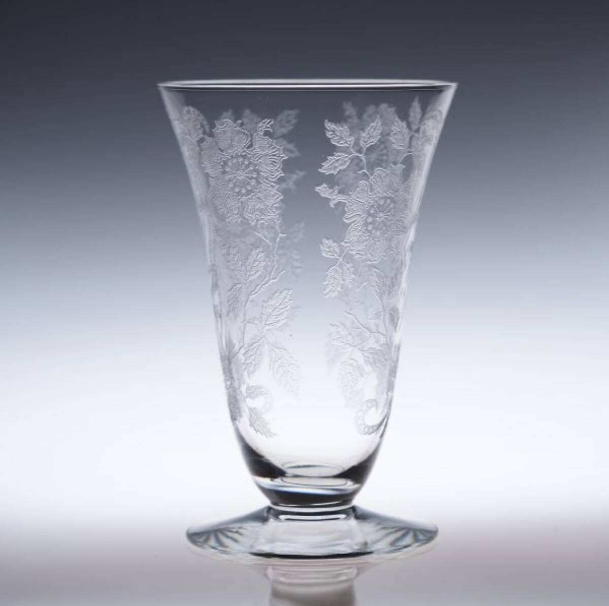 ヴィンテージ ティフィン(Tiffin)・ 草花文グラス(ウォーター) ◆ Vintage Tiffin Floral Design Water Glass