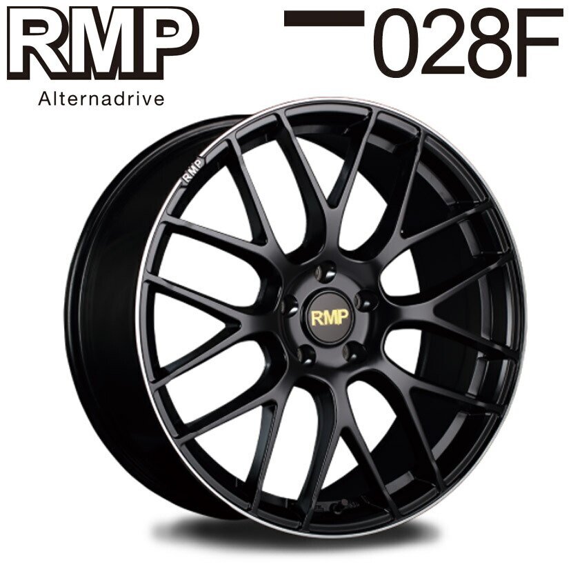 MID RMP 028F (セミグロスブラック+リムエッジDC+ロゴマシニング) アルミホイール4本セット 18×7.0J 5H PCD114.3 +48